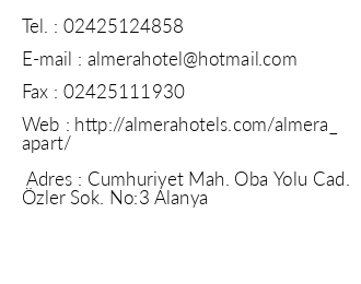 Almera Apart Hotel iletiim bilgileri